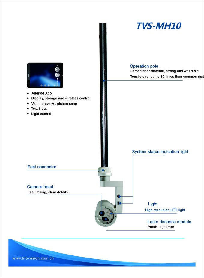 Wireless Control Pole Inspection Camera , Remote Inspection Camera 270 Degree Rotation 3